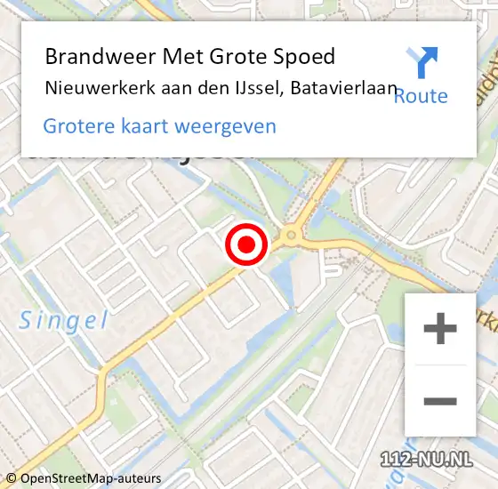 Locatie op kaart van de 112 melding: Brandweer Met Grote Spoed Naar Nieuwerkerk aan den IJssel, Batavierlaan op 2 januari 2022 10:56