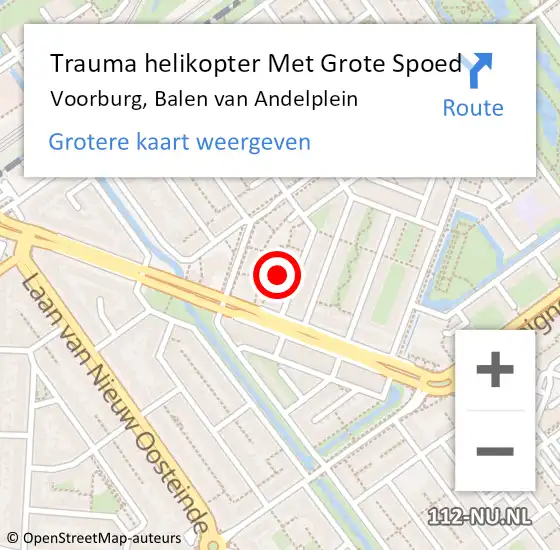 Locatie op kaart van de 112 melding: Trauma helikopter Met Grote Spoed Naar Voorburg, Balen van Andelplein op 2 januari 2022 10:59