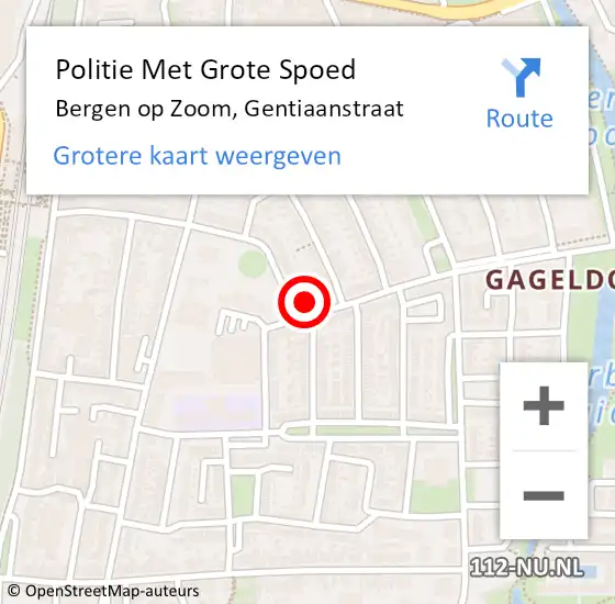 Locatie op kaart van de 112 melding: Politie Met Grote Spoed Naar Bergen op Zoom, Gentiaanstraat op 2 januari 2022 11:01