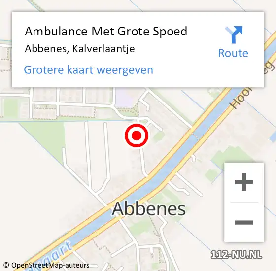 Locatie op kaart van de 112 melding: Ambulance Met Grote Spoed Naar Abbenes, Kalverlaantje op 2 januari 2022 11:12