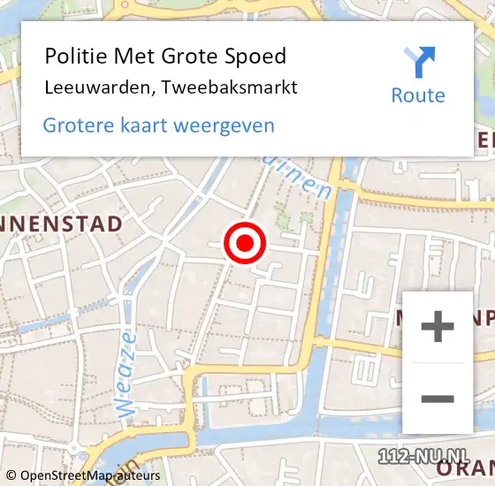 Locatie op kaart van de 112 melding: Politie Met Grote Spoed Naar Leeuwarden, Tweebaksmarkt op 2 januari 2022 11:53