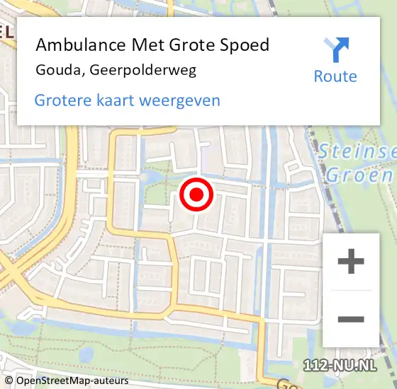 Locatie op kaart van de 112 melding: Ambulance Met Grote Spoed Naar Gouda, Geerpolderweg op 2 januari 2022 12:01