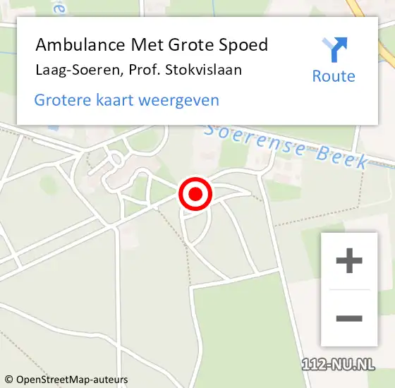 Locatie op kaart van de 112 melding: Ambulance Met Grote Spoed Naar Laag-Soeren, Prof. Stokvislaan op 2 januari 2022 12:07