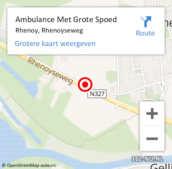 Locatie op kaart van de 112 melding: Ambulance Met Grote Spoed Naar Rhenoy, Rhenoyseweg op 2 januari 2022 12:38