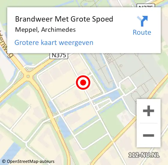 Locatie op kaart van de 112 melding: Brandweer Met Grote Spoed Naar Meppel, Archimedes op 2 januari 2022 13:03