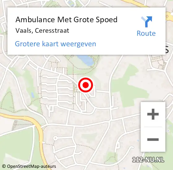 Locatie op kaart van de 112 melding: Ambulance Met Grote Spoed Naar Vaals, Ceresstraat op 4 juli 2014 08:34