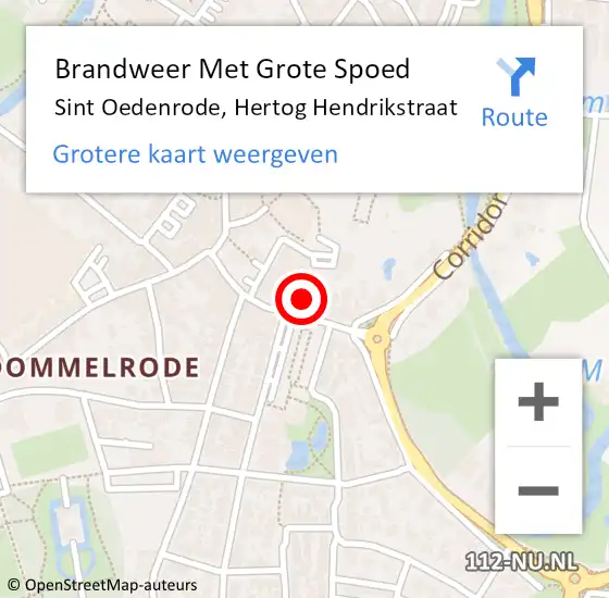 Locatie op kaart van de 112 melding: Brandweer Met Grote Spoed Naar Sint Oedenrode, Hertog Hendrikstraat op 2 januari 2022 13:09