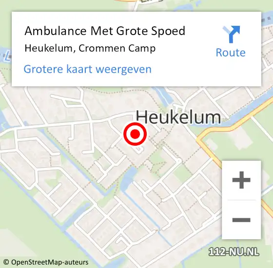 Locatie op kaart van de 112 melding: Ambulance Met Grote Spoed Naar Heukelum, Crommen Camp op 2 januari 2022 13:38