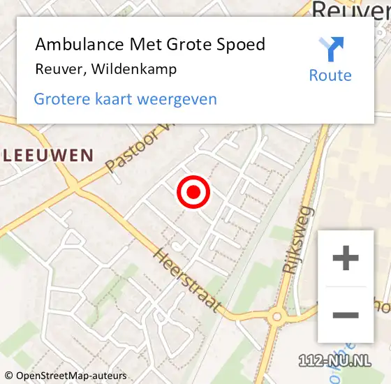 Locatie op kaart van de 112 melding: Ambulance Met Grote Spoed Naar Reuver, Wildenkamp op 2 januari 2022 13:40