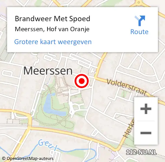 Locatie op kaart van de 112 melding: Brandweer Met Spoed Naar Meerssen, Hof van Oranje op 2 januari 2022 13:45