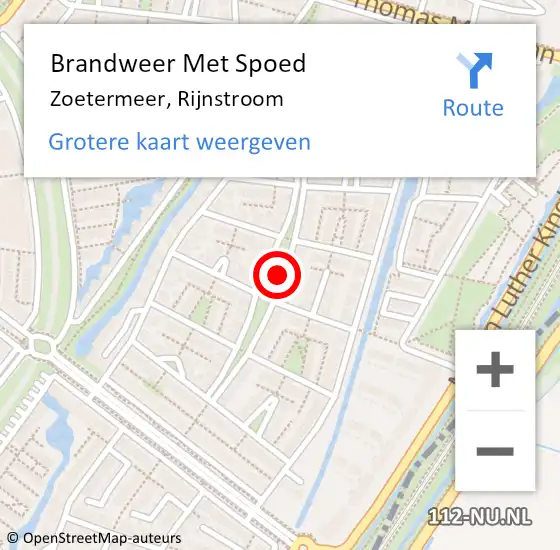 Locatie op kaart van de 112 melding: Brandweer Met Spoed Naar Zoetermeer, Rijnstroom op 2 januari 2022 13:48