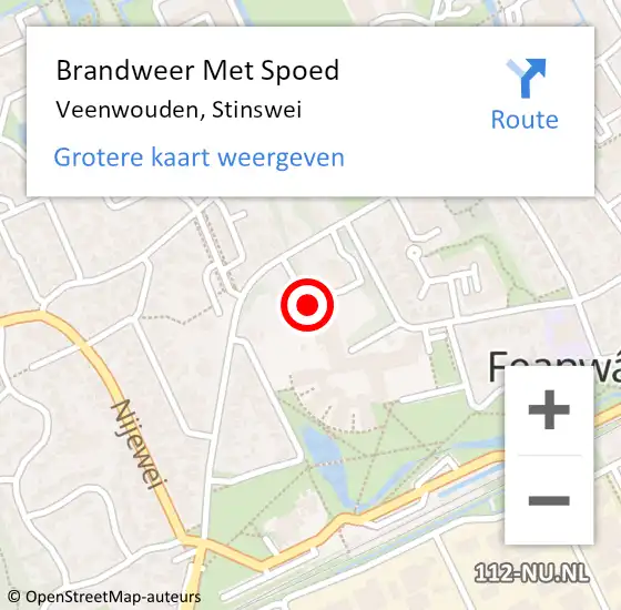 Locatie op kaart van de 112 melding: Brandweer Met Spoed Naar Veenwouden, Stinswei op 2 januari 2022 13:48