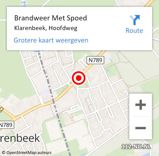 Locatie op kaart van de 112 melding: Brandweer Met Spoed Naar Klarenbeek, Hoofdweg op 2 januari 2022 13:50