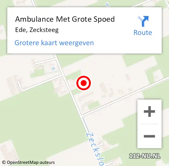 Locatie op kaart van de 112 melding: Ambulance Met Grote Spoed Naar Ede, Zecksteeg op 2 januari 2022 14:01