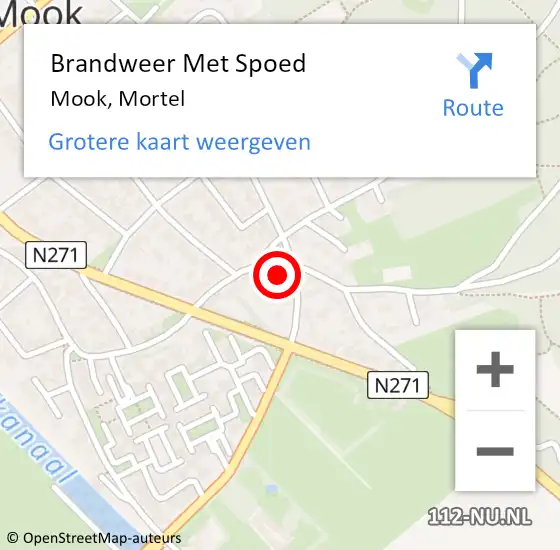 Locatie op kaart van de 112 melding: Brandweer Met Spoed Naar Mook, Mortel op 2 januari 2022 14:03