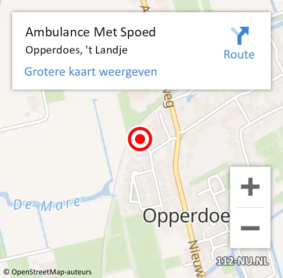 Locatie op kaart van de 112 melding: Ambulance Met Spoed Naar Opperdoes, 't Landje op 2 januari 2022 14:56