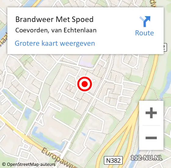 Locatie op kaart van de 112 melding: Brandweer Met Spoed Naar Coevorden, van Echtenlaan op 2 januari 2022 15:00