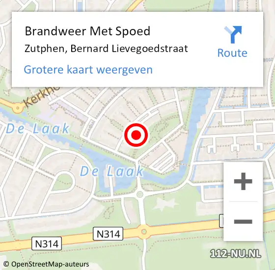 Locatie op kaart van de 112 melding: Brandweer Met Spoed Naar Zutphen, Bernard Lievegoedstraat op 2 januari 2022 15:03