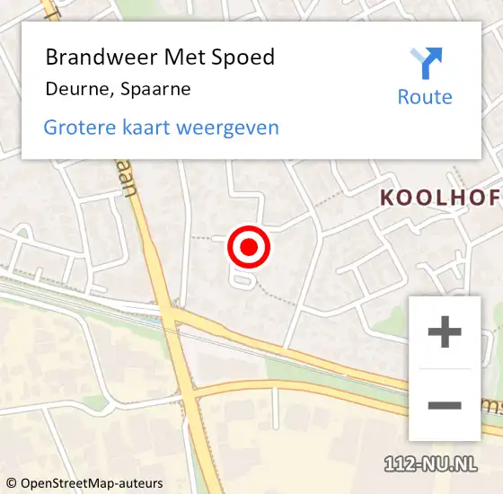 Locatie op kaart van de 112 melding: Brandweer Met Spoed Naar Deurne, Spaarne op 2 januari 2022 15:21