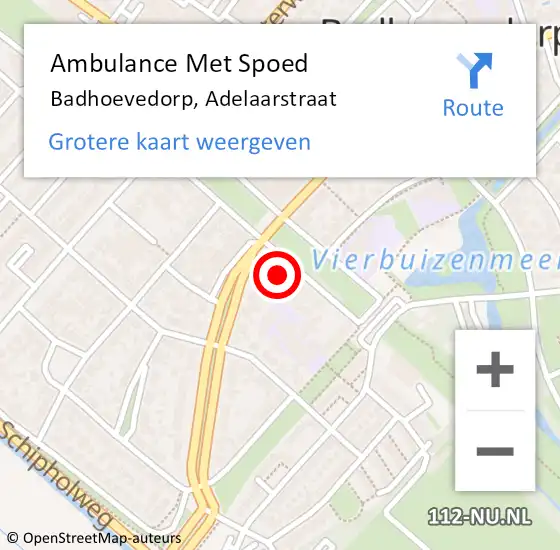 Locatie op kaart van de 112 melding: Ambulance Met Spoed Naar Badhoevedorp, Adelaarstraat op 2 januari 2022 15:46