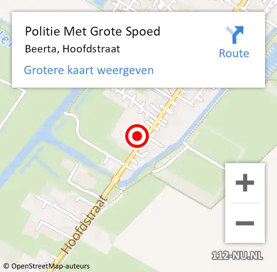 Locatie op kaart van de 112 melding: Politie Met Grote Spoed Naar Beerta, Hoofdstraat op 2 januari 2022 16:00