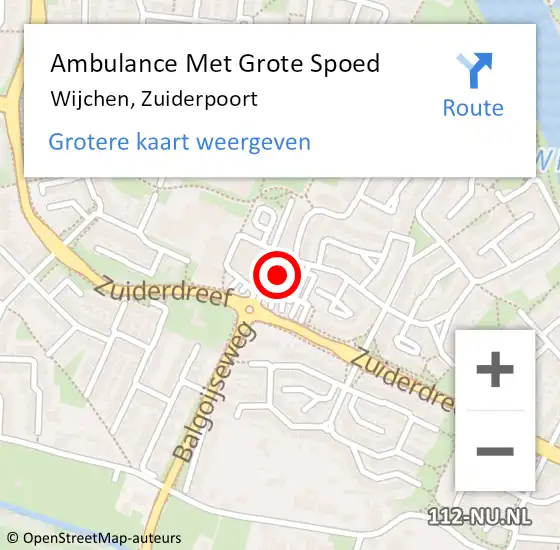 Locatie op kaart van de 112 melding: Ambulance Met Grote Spoed Naar Wijchen, Zuiderpoort op 2 januari 2022 16:17