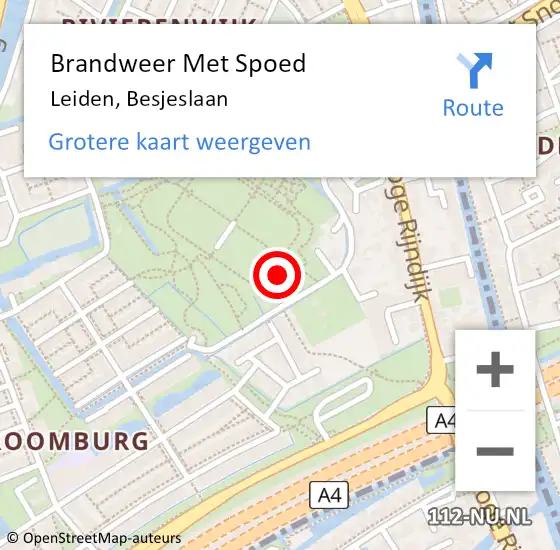 Locatie op kaart van de 112 melding: Brandweer Met Spoed Naar Leiden, Besjeslaan op 2 januari 2022 16:38