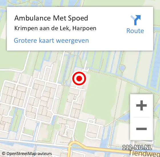 Locatie op kaart van de 112 melding: Ambulance Met Spoed Naar Krimpen aan de Lek, Harpoen op 2 januari 2022 16:38