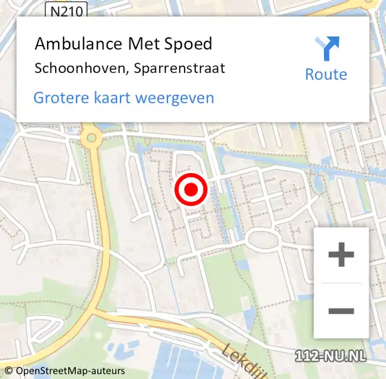 Locatie op kaart van de 112 melding: Ambulance Met Spoed Naar Schoonhoven, Sparrenstraat op 2 januari 2022 17:07