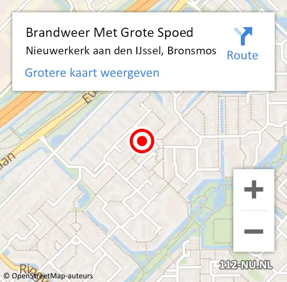 Locatie op kaart van de 112 melding: Brandweer Met Grote Spoed Naar Nieuwerkerk aan den IJssel, Bronsmos op 2 januari 2022 17:28