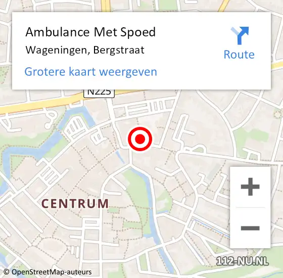 Locatie op kaart van de 112 melding: Ambulance Met Spoed Naar Wageningen, Bergstraat op 2 januari 2022 17:49