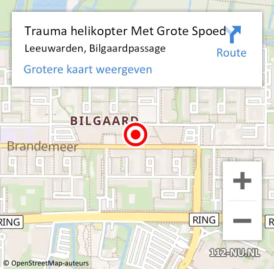 Locatie op kaart van de 112 melding: Trauma helikopter Met Grote Spoed Naar Leeuwarden, Bilgaardpassage op 2 januari 2022 17:52