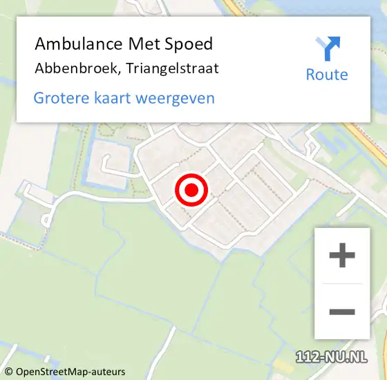 Locatie op kaart van de 112 melding: Ambulance Met Spoed Naar Abbenbroek, Triangelstraat op 2 januari 2022 17:54