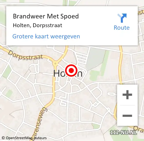 Locatie op kaart van de 112 melding: Brandweer Met Spoed Naar Holten, Dorpsstraat op 2 januari 2022 18:05