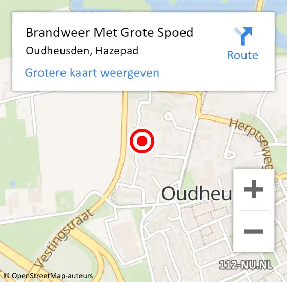 Locatie op kaart van de 112 melding: Brandweer Met Grote Spoed Naar Oudheusden, Hazepad op 2 januari 2022 18:07