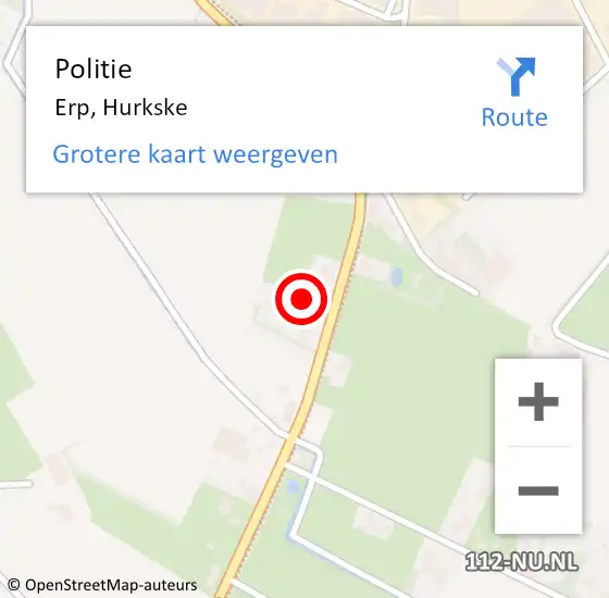 Locatie op kaart van de 112 melding: Politie Erp, Hurkske op 2 januari 2022 18:13