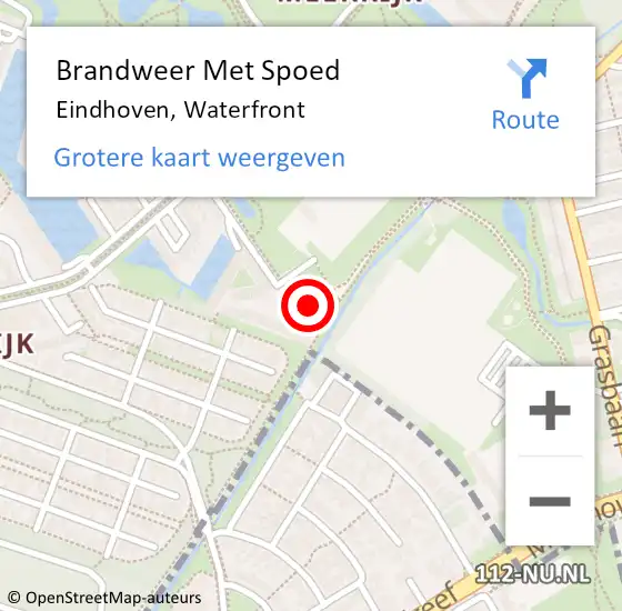 Locatie op kaart van de 112 melding: Brandweer Met Spoed Naar Eindhoven, Waterfront op 2 januari 2022 18:14