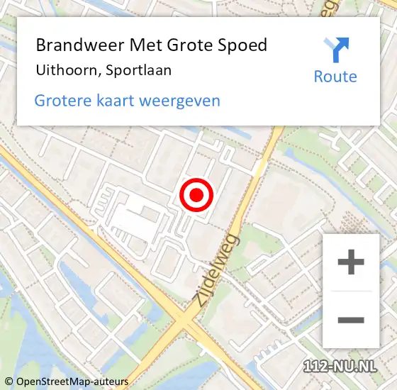 Locatie op kaart van de 112 melding: Brandweer Met Grote Spoed Naar Uithoorn, Sportlaan op 2 januari 2022 18:31