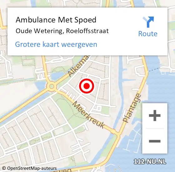 Locatie op kaart van de 112 melding: Ambulance Met Spoed Naar Oude Wetering, Roeloffsstraat op 2 januari 2022 19:10