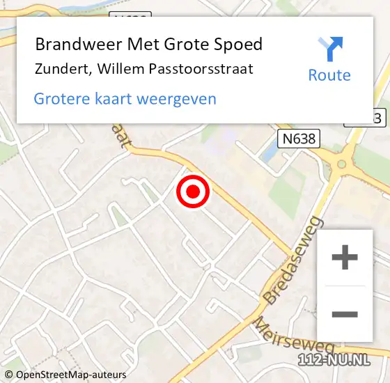 Locatie op kaart van de 112 melding: Brandweer Met Grote Spoed Naar Zundert, Willem Passtoorsstraat op 2 januari 2022 19:37