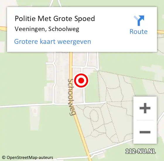 Locatie op kaart van de 112 melding: Politie Met Grote Spoed Naar Veeningen, Schoolweg op 2 januari 2022 19:39