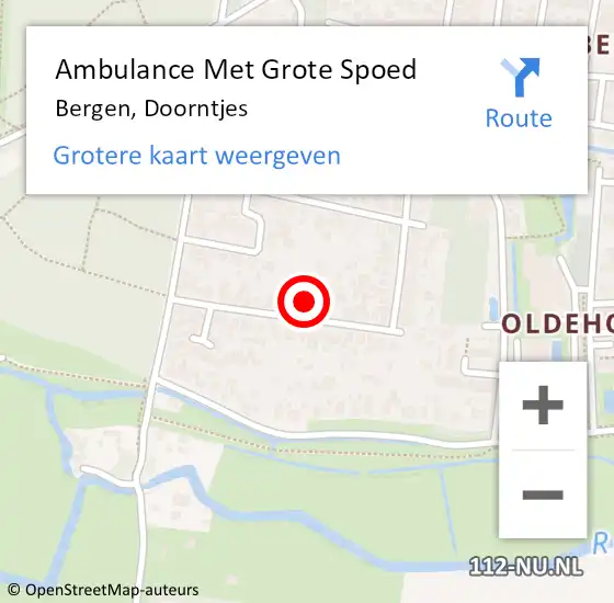 Locatie op kaart van de 112 melding: Ambulance Met Grote Spoed Naar Bergen, Doorntjes op 2 januari 2022 20:16