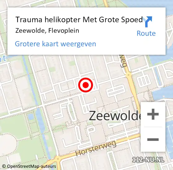 Locatie op kaart van de 112 melding: Trauma helikopter Met Grote Spoed Naar Zeewolde, Flevoplein op 2 januari 2022 20:17