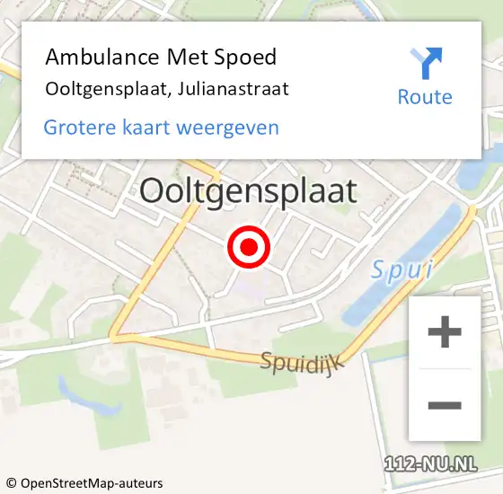 Locatie op kaart van de 112 melding: Ambulance Met Spoed Naar Ooltgensplaat, Julianastraat op 2 januari 2022 20:34