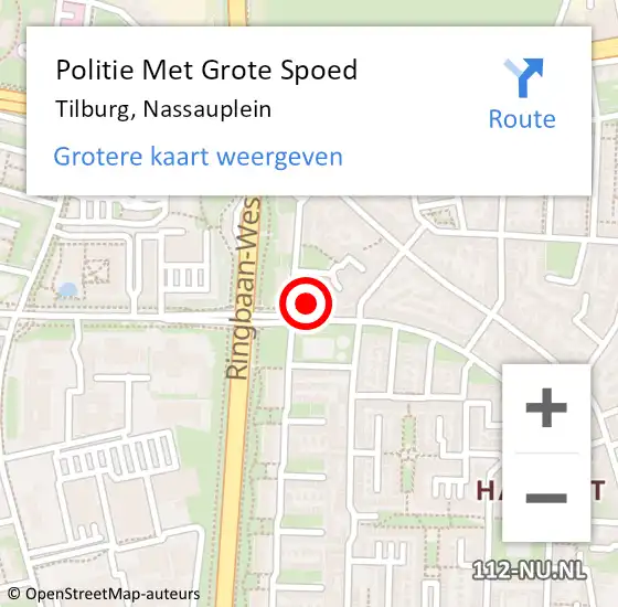 Locatie op kaart van de 112 melding: Politie Met Grote Spoed Naar Tilburg, Nassauplein op 2 januari 2022 20:35