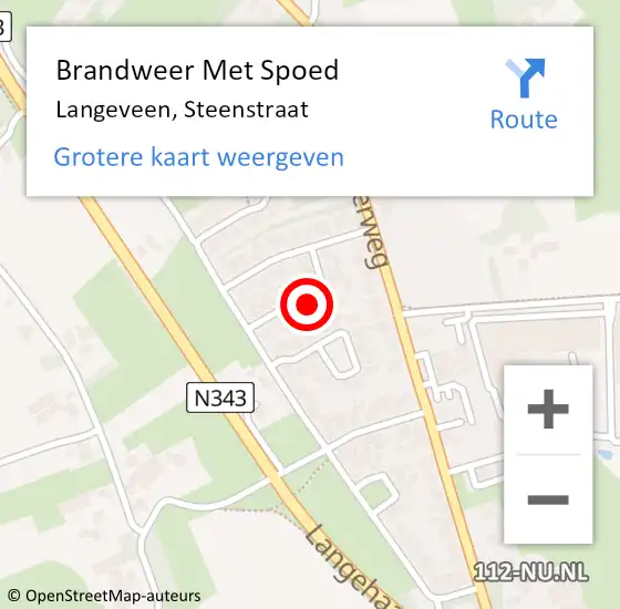 Locatie op kaart van de 112 melding: Brandweer Met Spoed Naar Langeveen, Steenstraat op 2 januari 2022 20:35