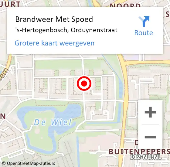 Locatie op kaart van de 112 melding: Brandweer Met Spoed Naar 's-Hertogenbosch, Orduynenstraat op 2 januari 2022 20:45