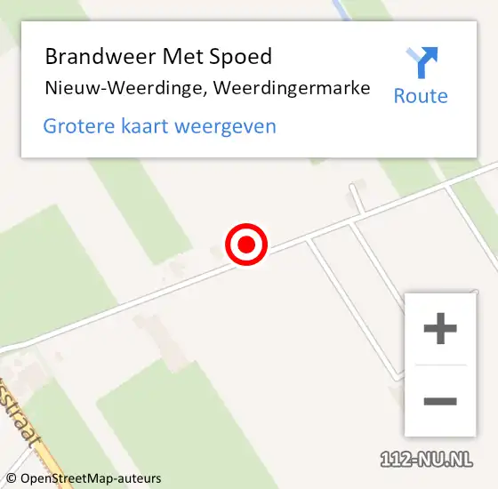 Locatie op kaart van de 112 melding: Brandweer Met Spoed Naar Nieuw-Weerdinge, Weerdingermarke op 2 januari 2022 20:50