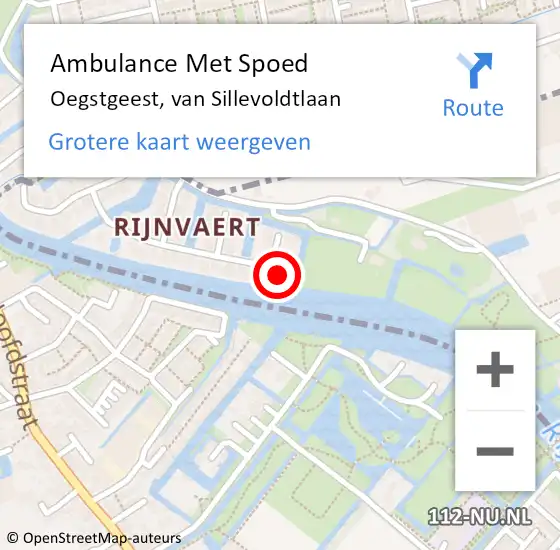 Locatie op kaart van de 112 melding: Ambulance Met Spoed Naar Oegstgeest, van Sillevoldtlaan op 2 januari 2022 20:59