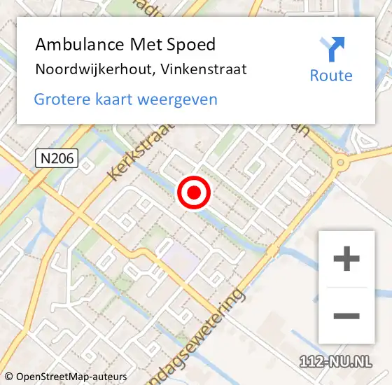 Locatie op kaart van de 112 melding: Ambulance Met Spoed Naar Noordwijkerhout, Vinkenstraat op 2 januari 2022 21:06